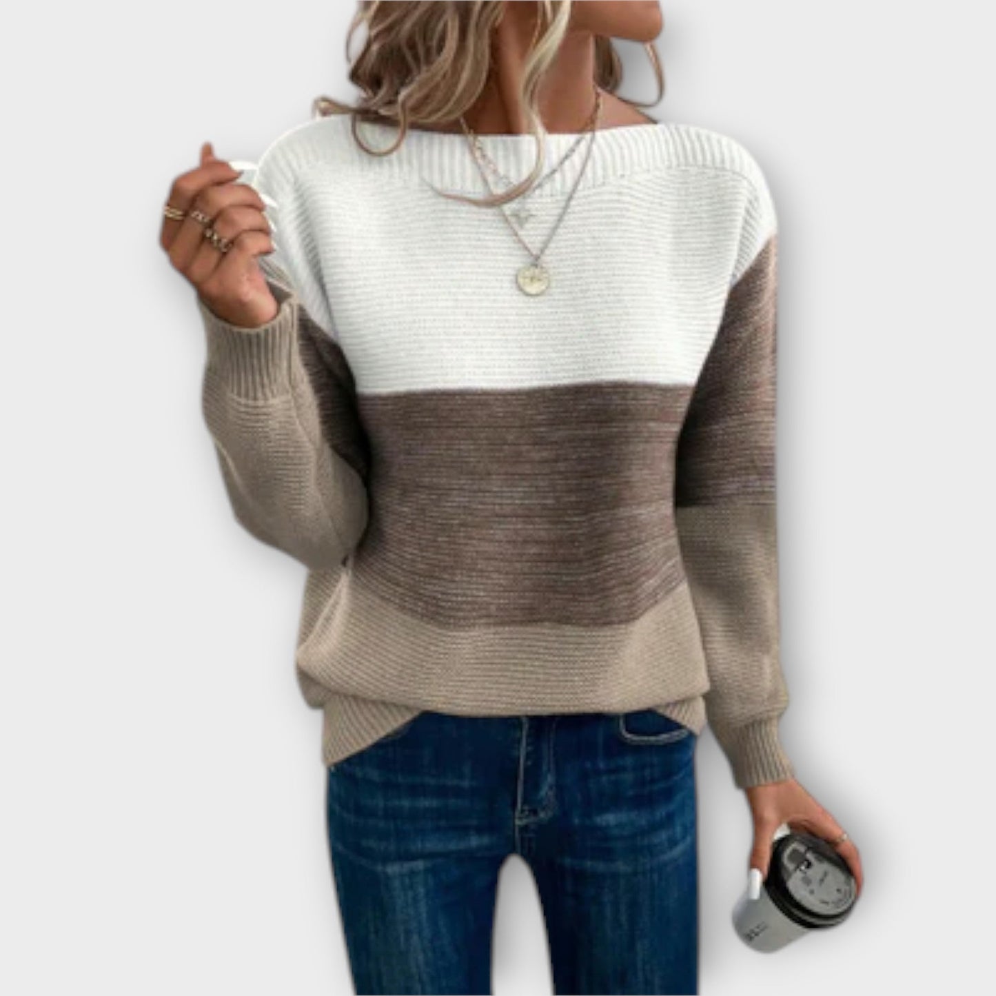 Clara - Elegant patchwork sweater in three colors