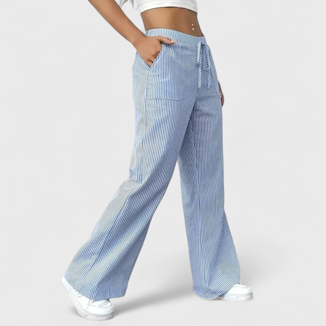 Dominique - Comfortable wide-leg trousers with elegant details