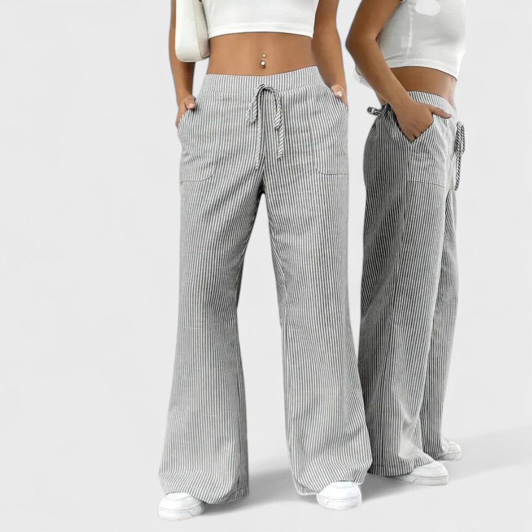 Dominique - Comfortable wide-leg trousers with elegant details