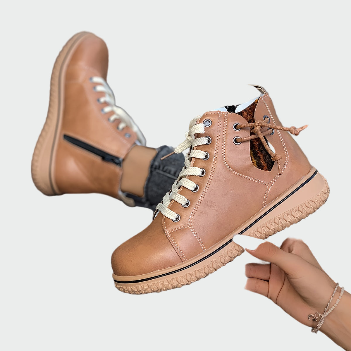 Leather ankle orthopedic boots