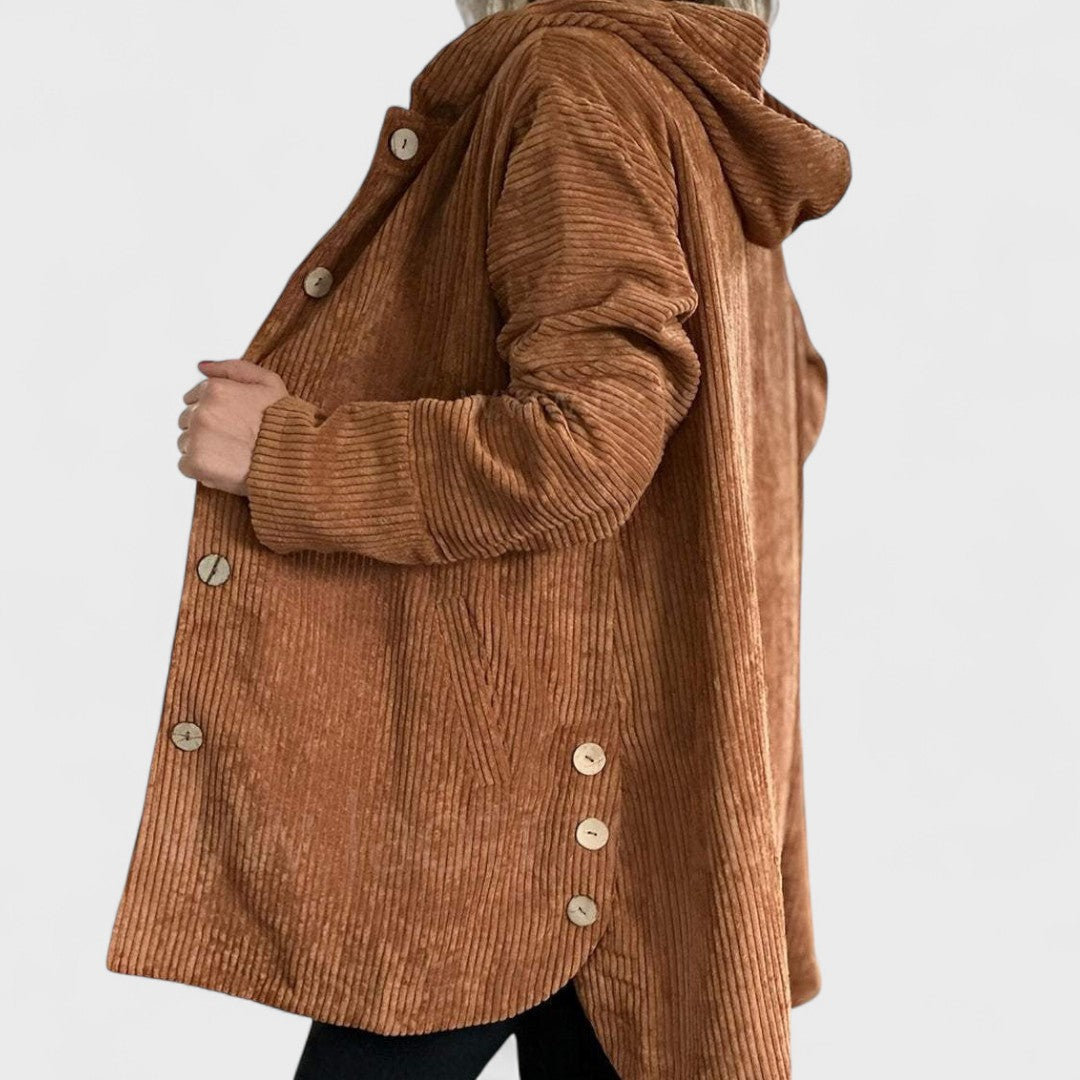 Cordia - Ribbed Velvet Hooded Jacket