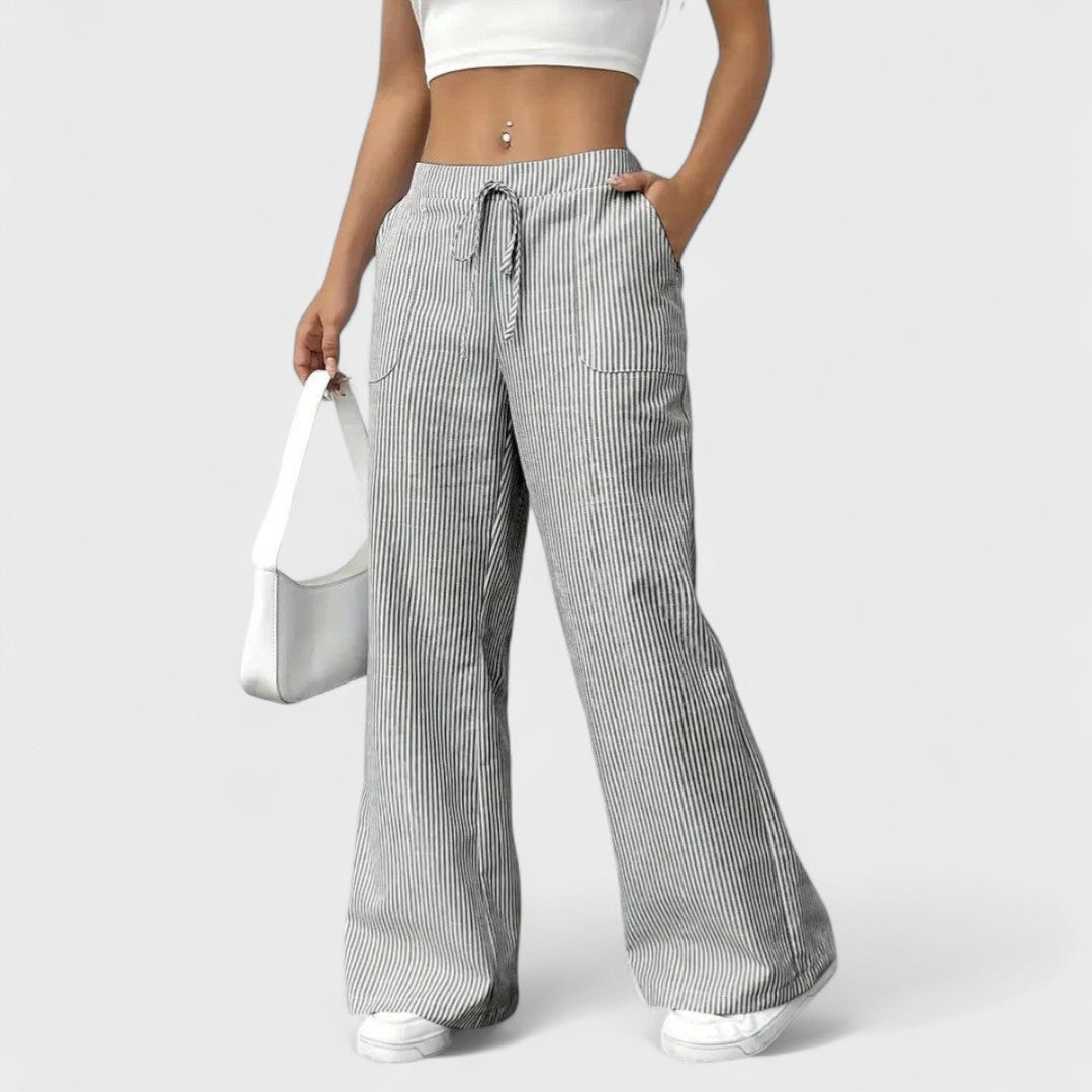 Dominique - Comfortable wide-leg trousers with elegant details