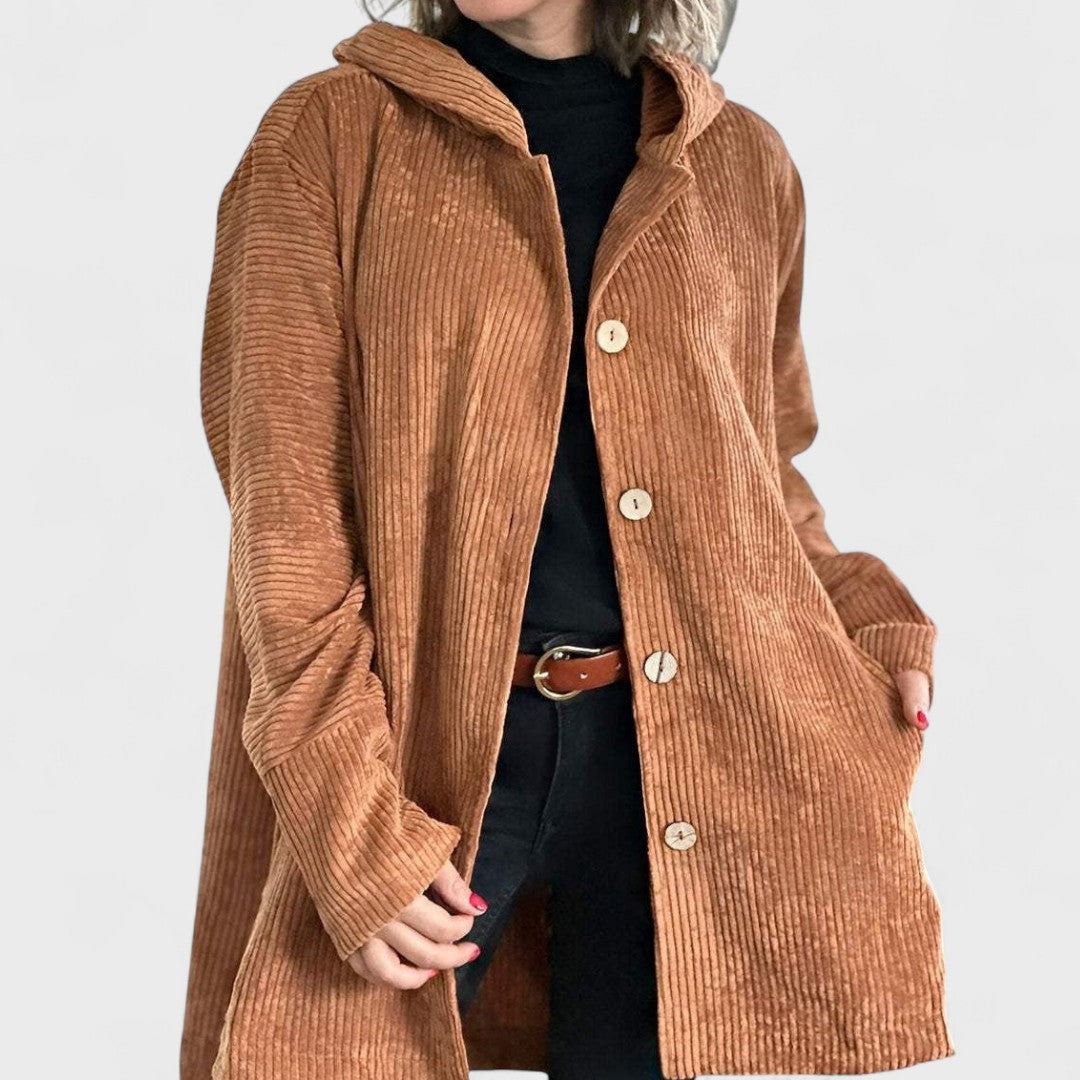 Cordia - Ribbed Velvet Hooded Jacket