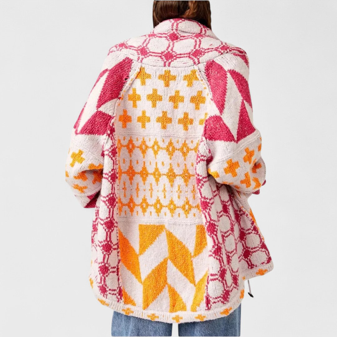 Portia - Vintage Button-Down Collar Long Sleeve Cardigan
