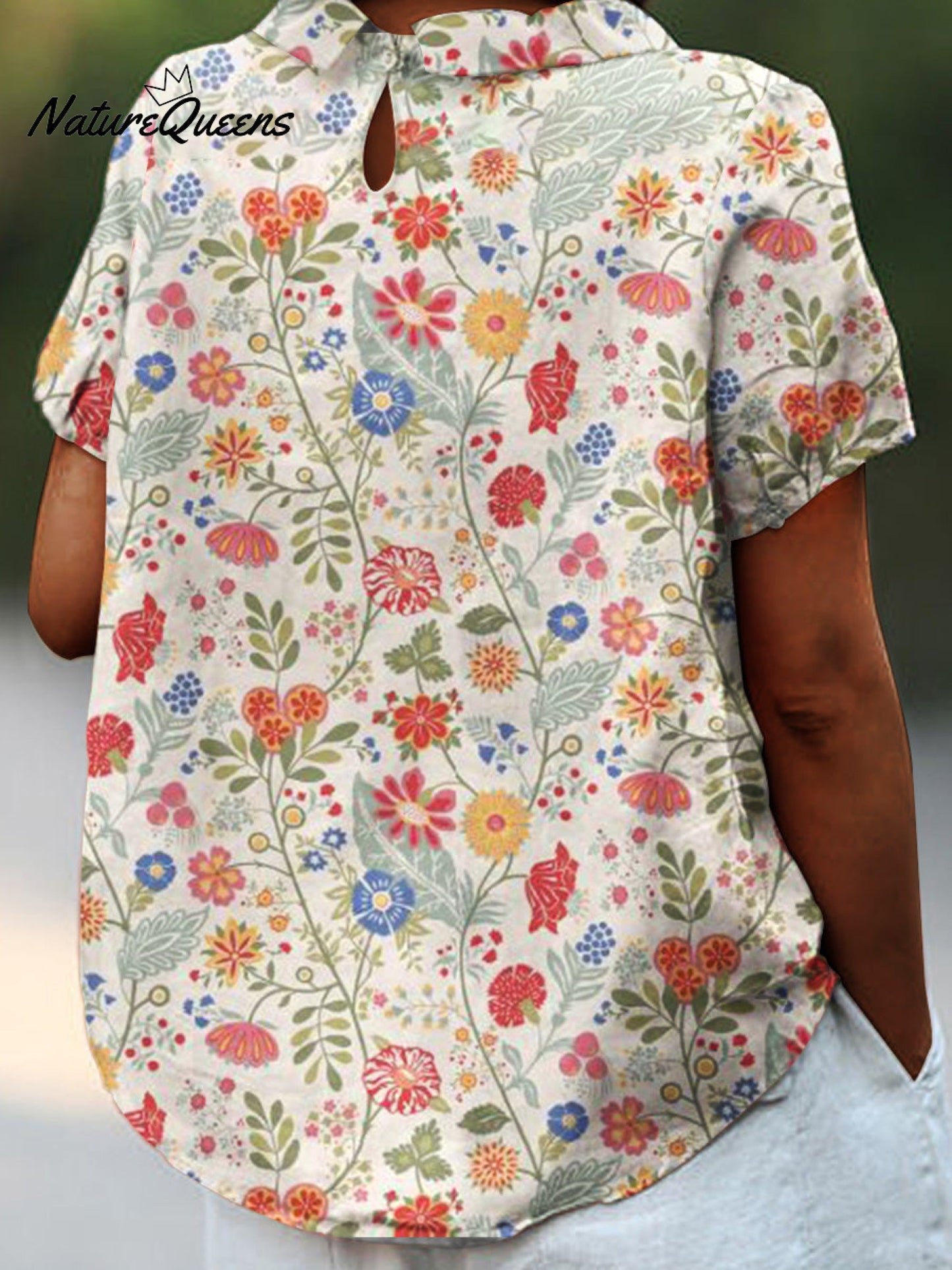 Women's Pastoral Floral Art Print Casual Cotton And Linen Shirt