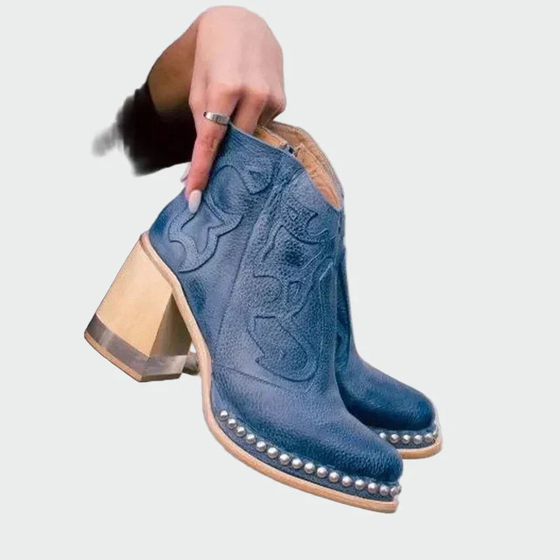 Embroidered leather boots
