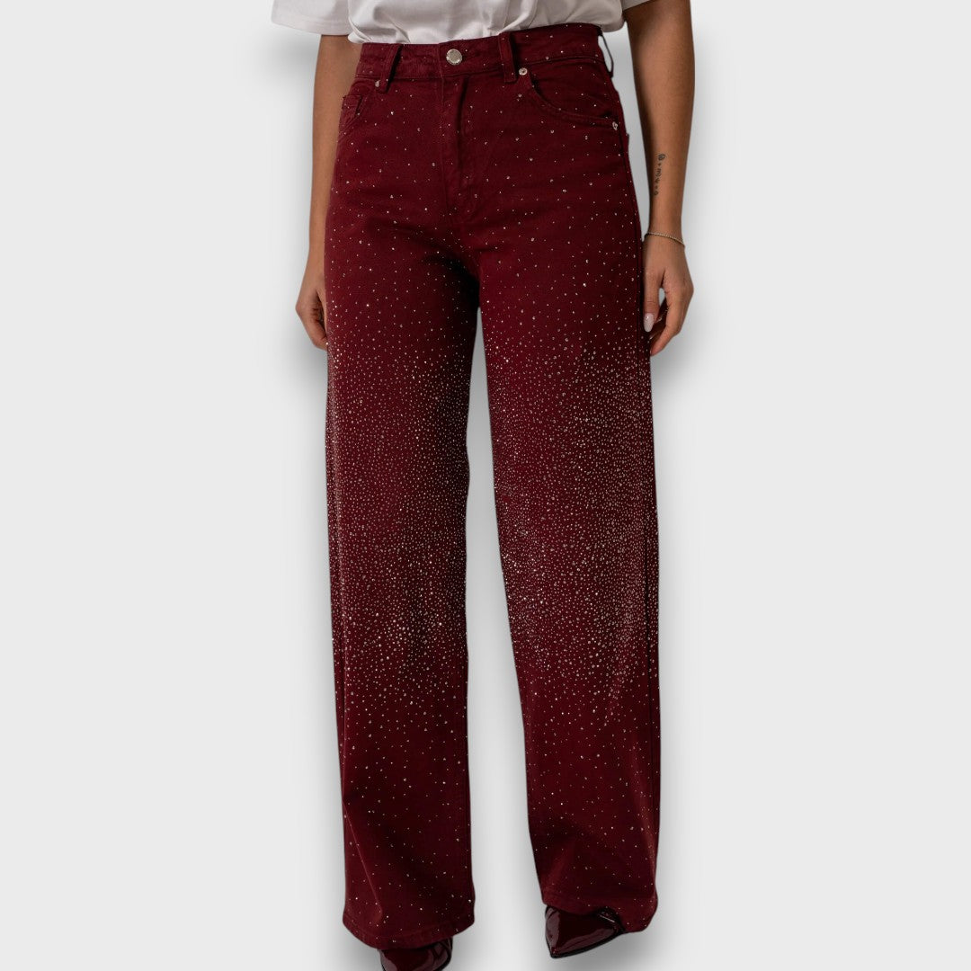 Marvie – Wide leg jeans with rhinestones