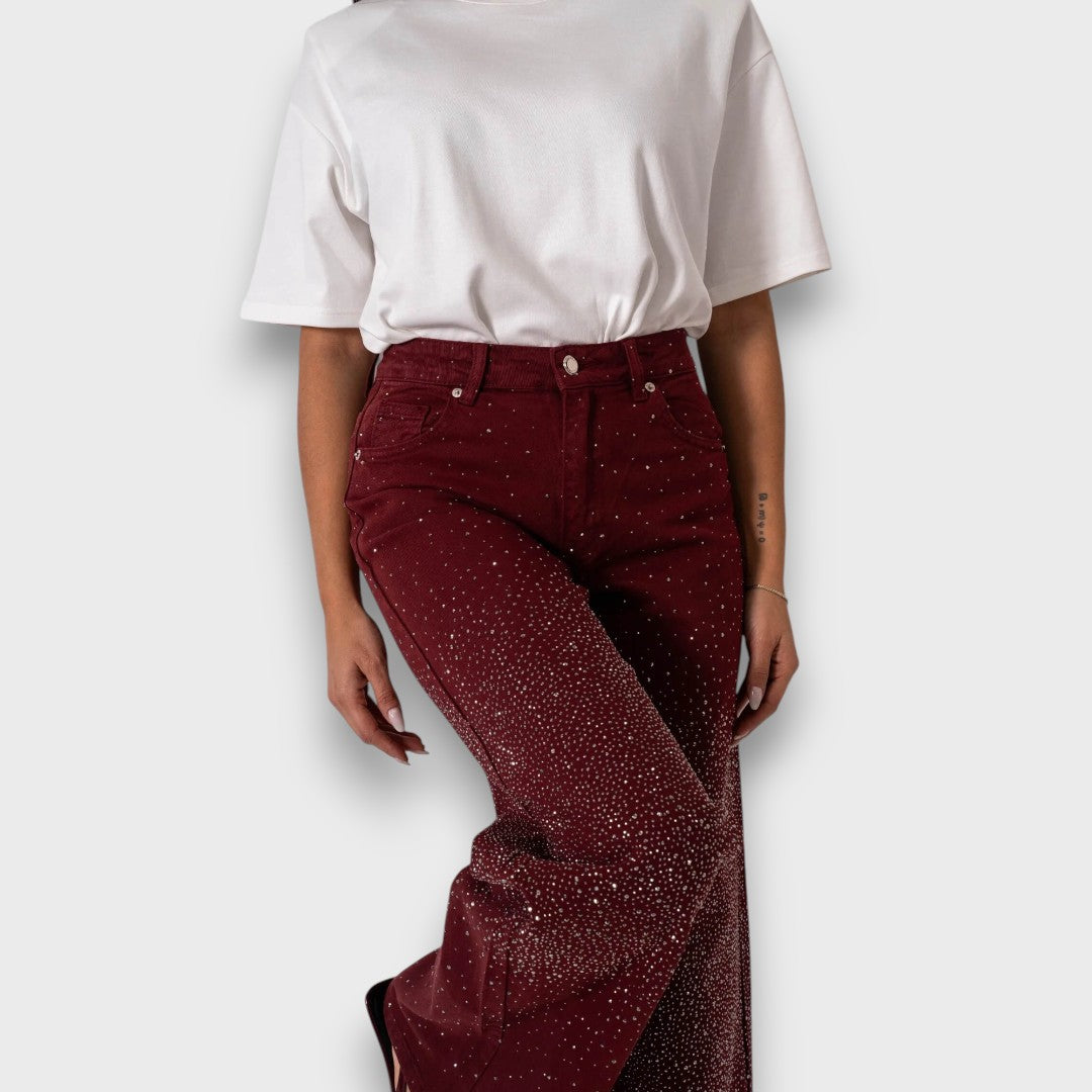 Marvie – Wide leg jeans with rhinestones