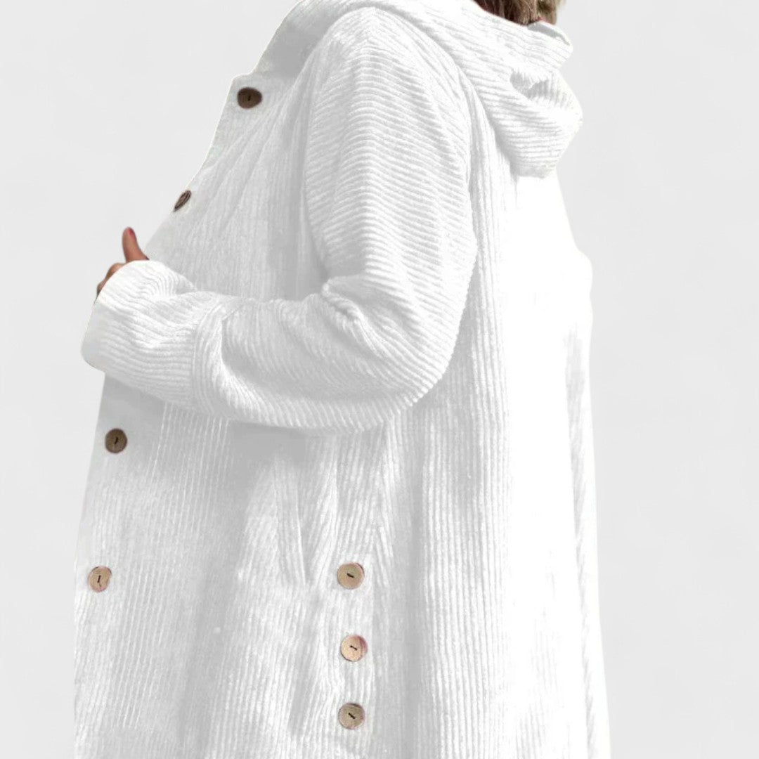 Cordia - Ribbed Velvet Hooded Jacket