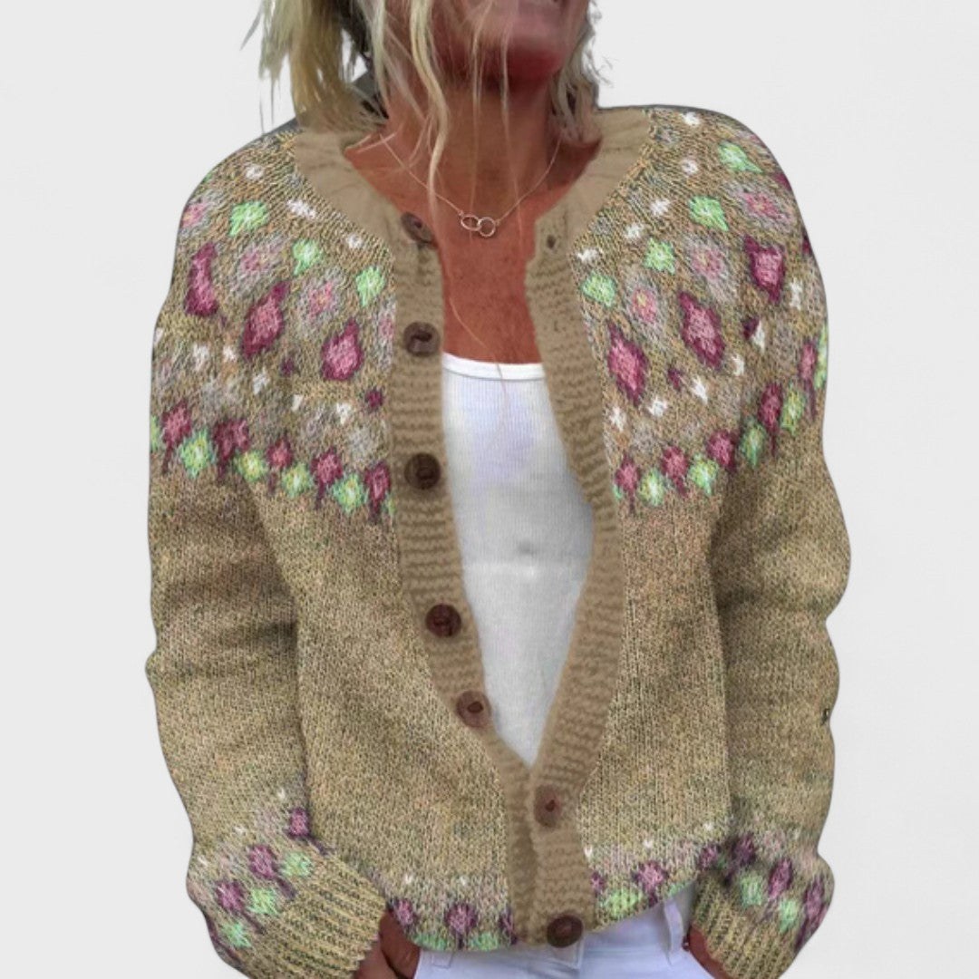 Lianne - Chic Patterned Wide Knit Cardigan