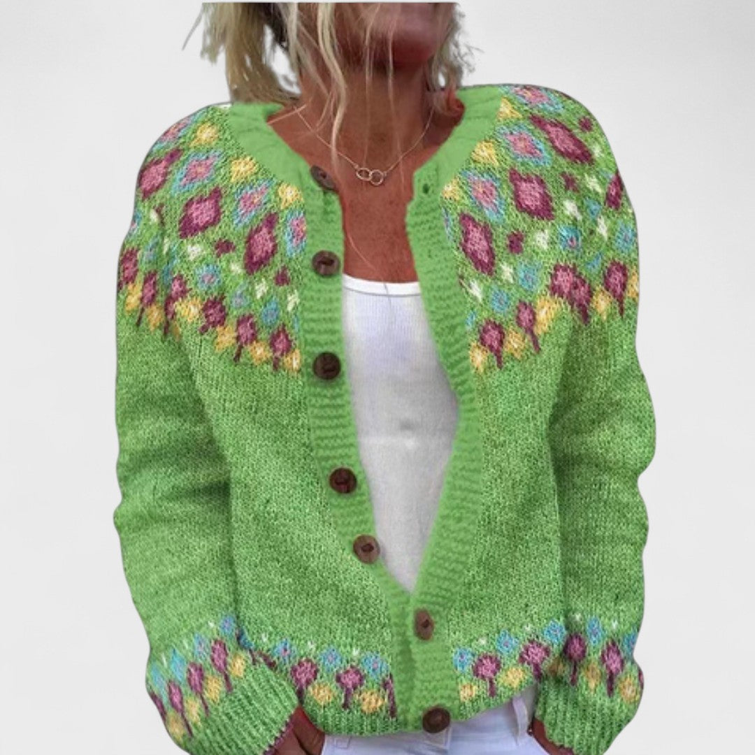 Lianne - Chic Patterned Wide Knit Cardigan