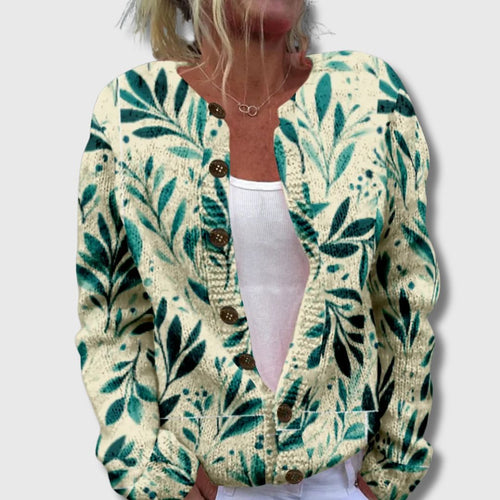 Nicolette – Elegant cardigan with leaf motif