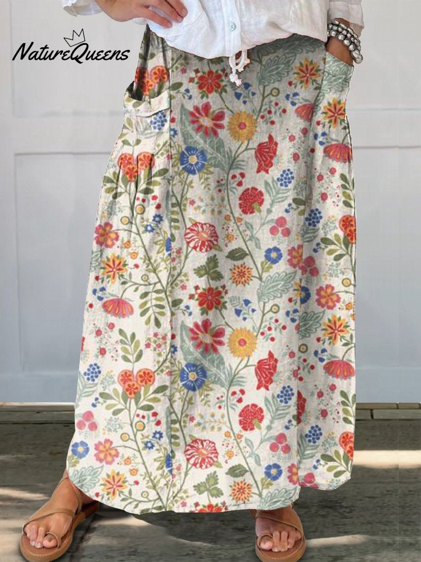 Women's Pastoral Floral Art Print Casual Cotton And Linen Shirt