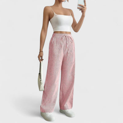 Dominique - Comfortable wide-leg trousers with elegant details