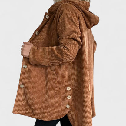 Cordia - Ribbed Velvet Hooded Jacket