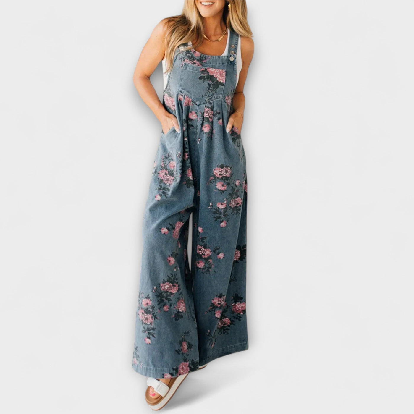 Bethany - Floral Denim Overalls
