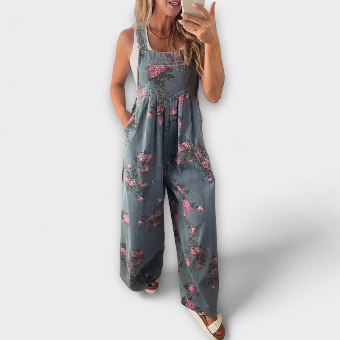 Bethany - Floral Denim Overalls