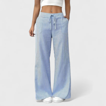 Dominique - Comfortable wide-leg trousers with elegant details