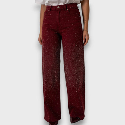 Marvie – Wide leg jeans with rhinestones