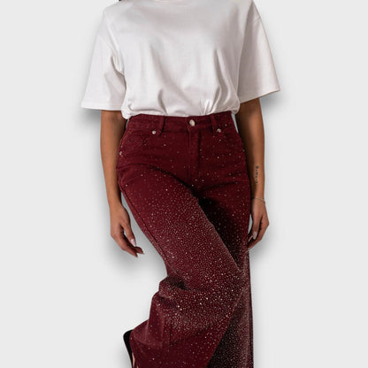 Marvie – Wide leg jeans with rhinestones