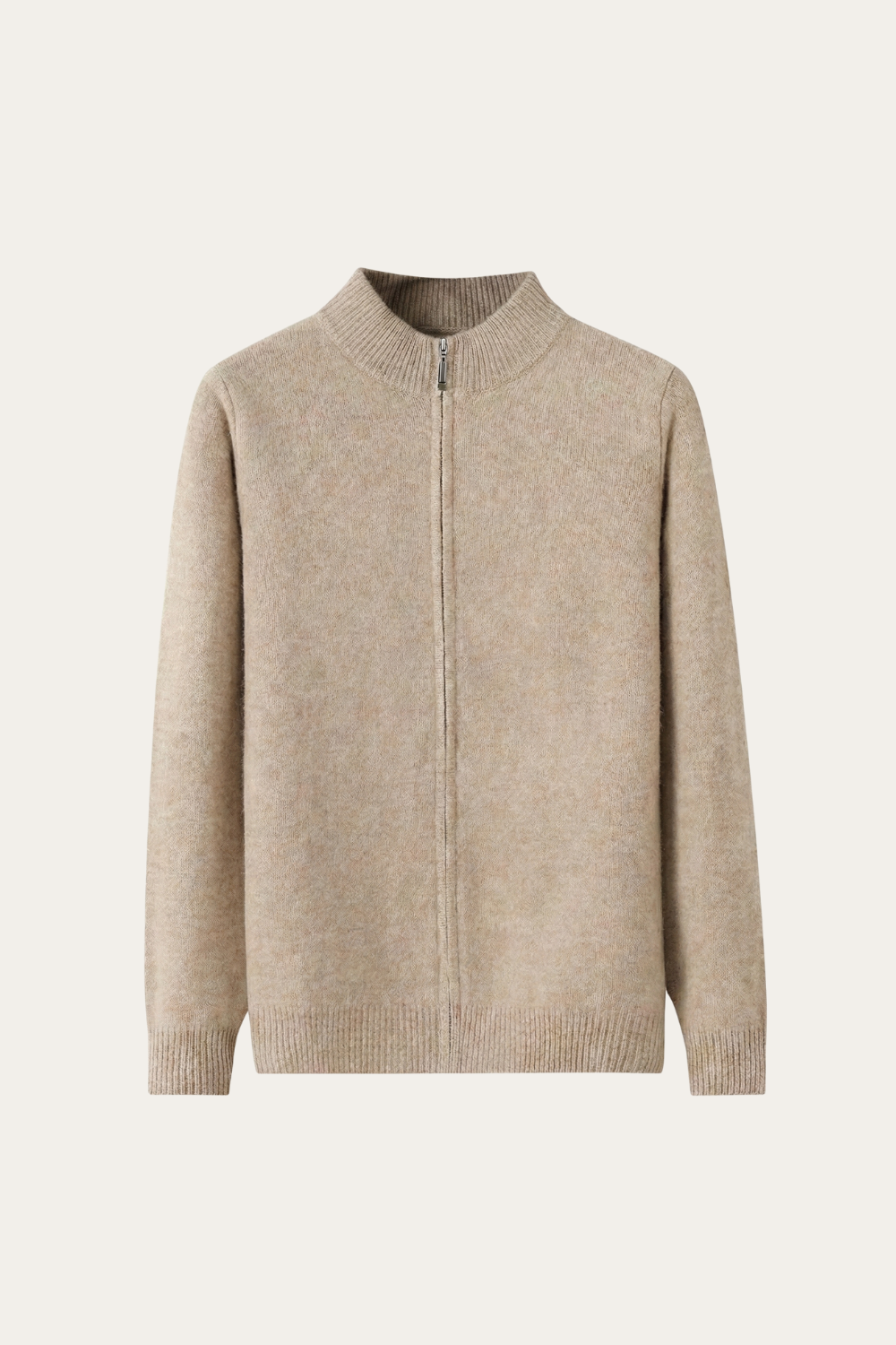 Merino Wol Zip-up Beige