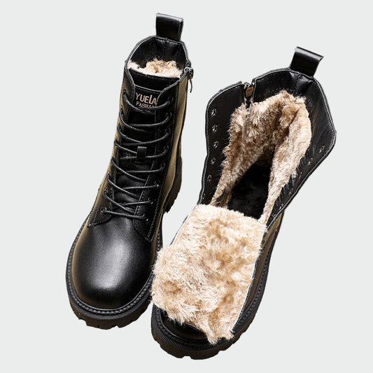 Winter leather ankle boots