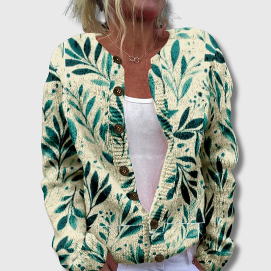 Nicolette – Elegant cardigan with leaf motif