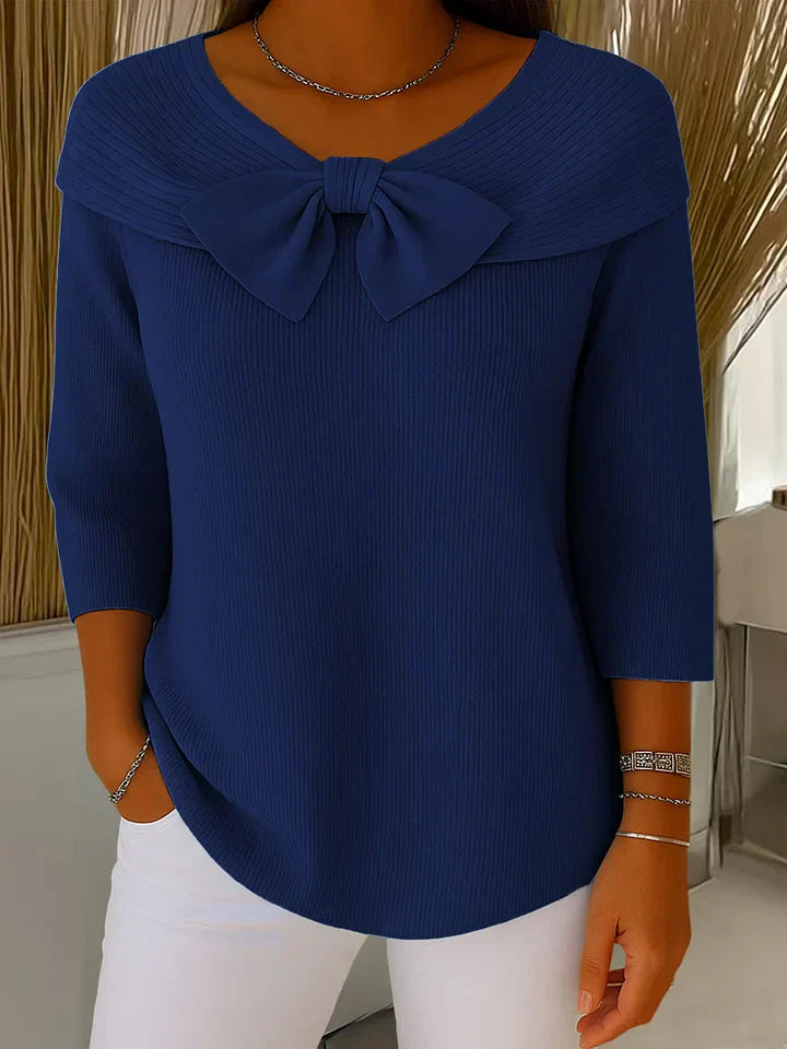 Serenna | Women's Sweater with Bow and Round Neckline