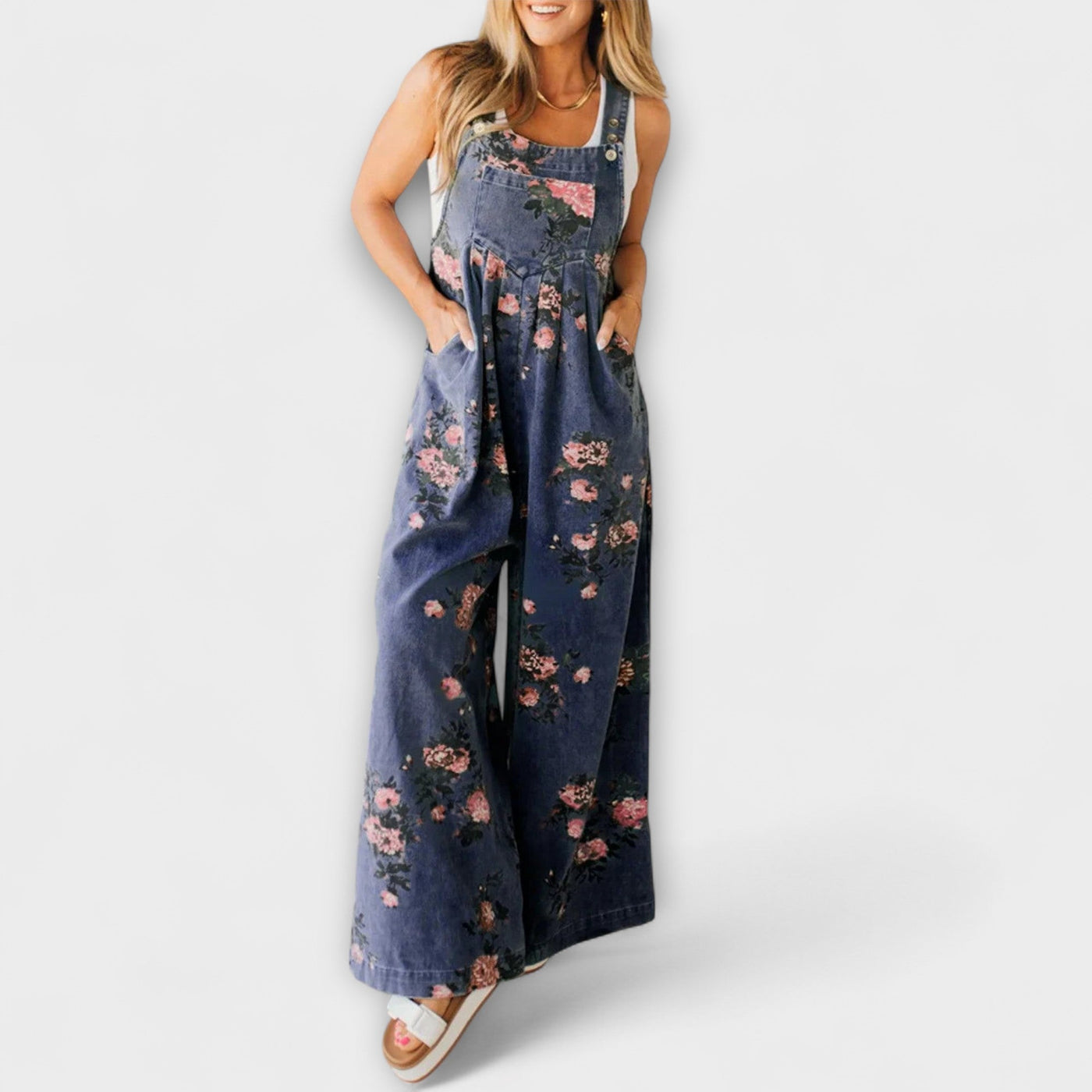 Bethany - Floral Denim Overalls