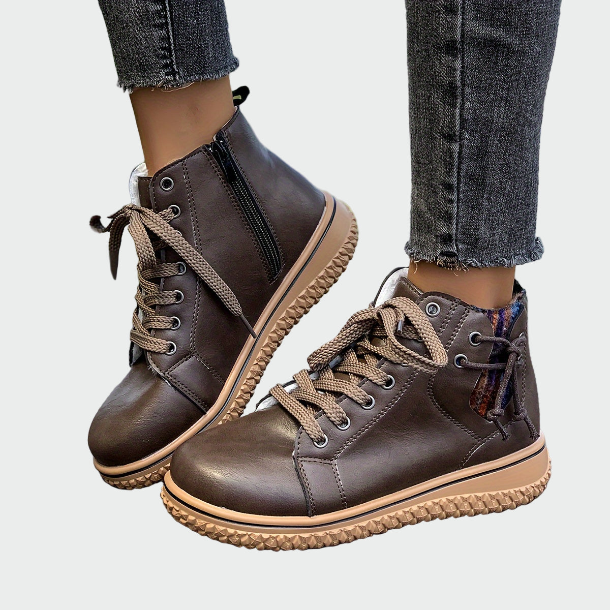 Leather ankle orthopedic boots
