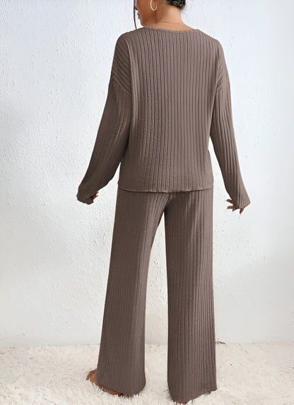 Isla | Striped V-neck Sweater Set