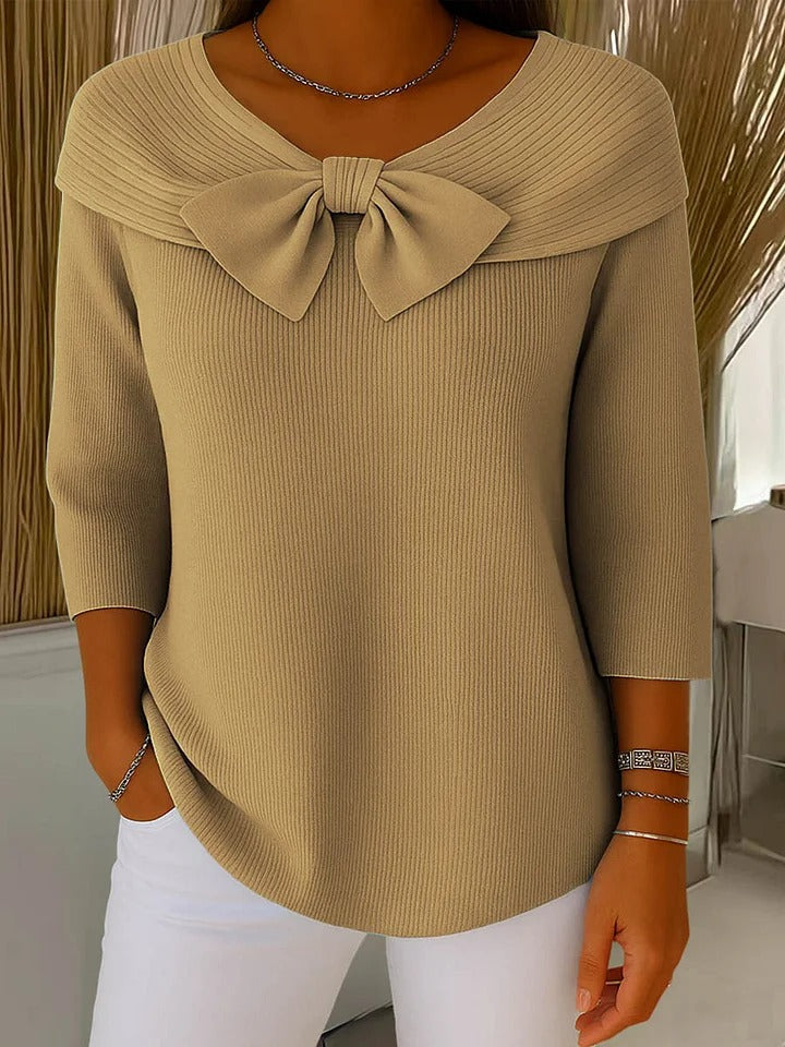 Serenna | Women's Sweater with Bow and Round Neckline