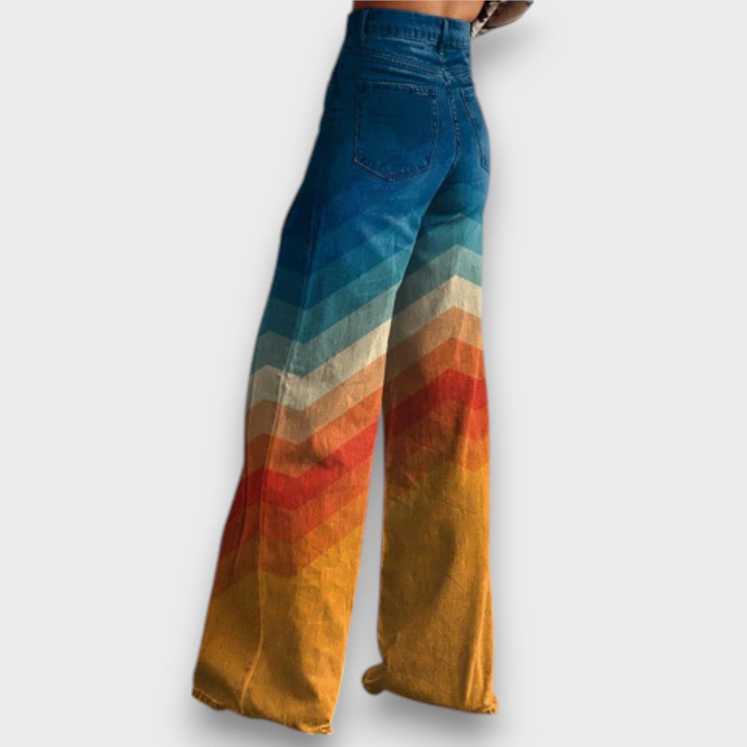Zamira – Wide-leg trousers with retro zigzag in a gradient color