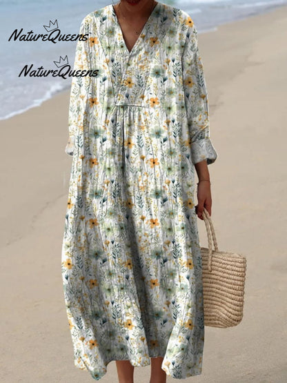 Lovely Meadows Floral Pattern Printed Buttoned Cardigan Sweater