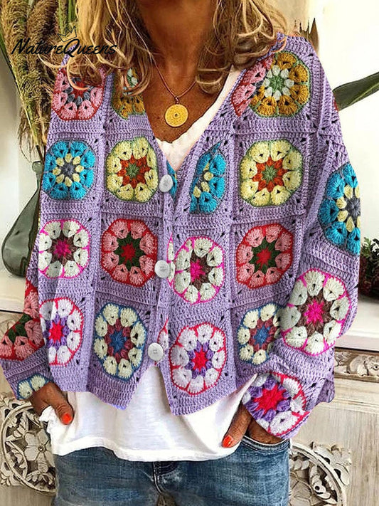 Floral Print Buttoned Casual Cardigan  Sweater