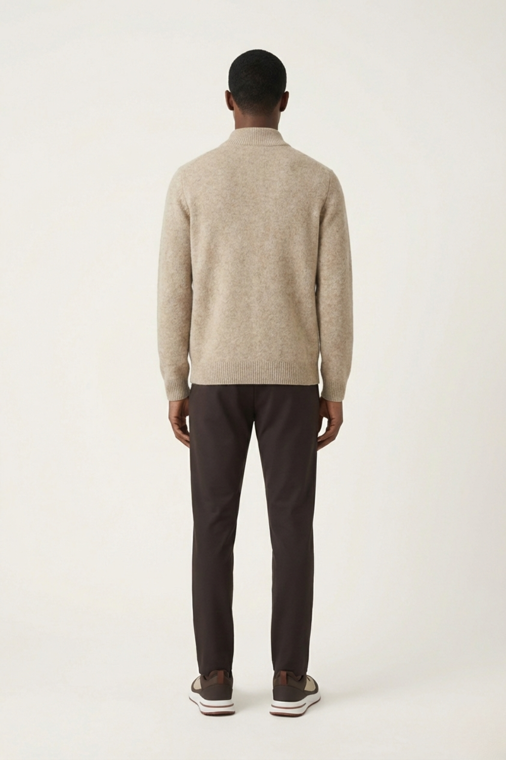 Merino Wol Zip-up Beige