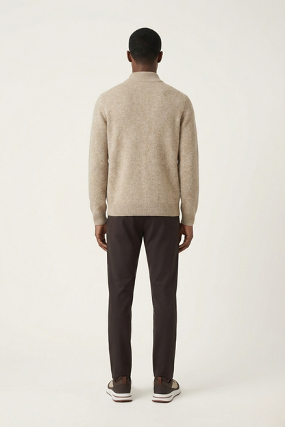 Merino Wol Zip-up Beige