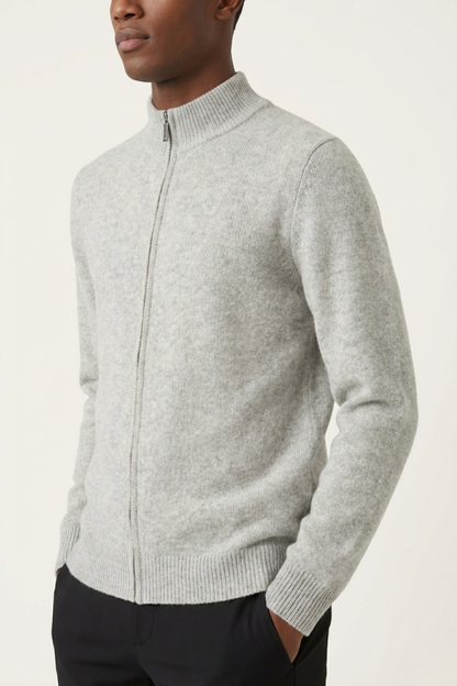 Merino Wol Zip-up Grijs