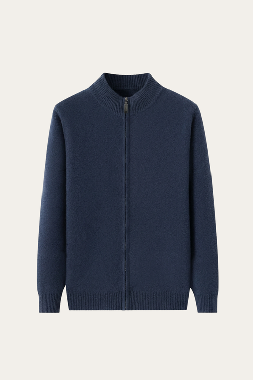 Merino Wol Zip-up Navy