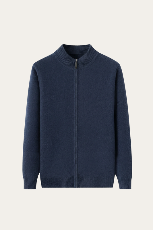 Merino Wol Zip-up Navy
