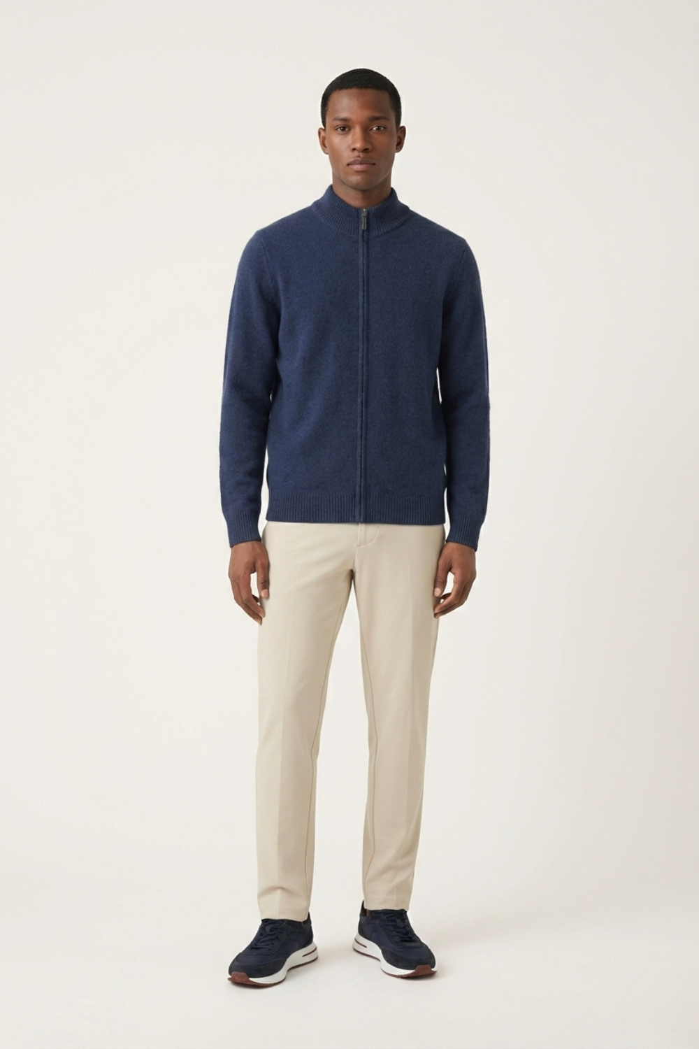 Merino Wol Zip-up Navy