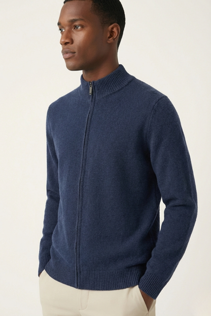 Merino Wol Zip-up Navy