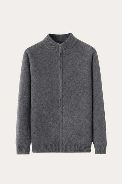 Merino Wol Zip-up Donkergrijs