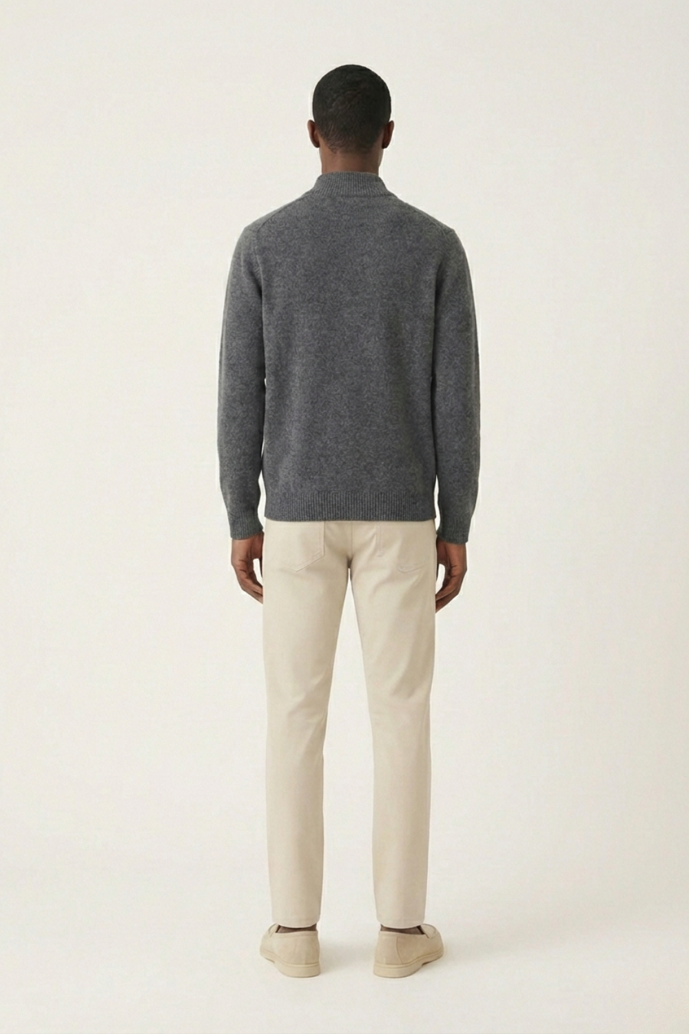 Merino Wol Zip-up Donkergrijs