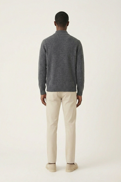 Merino Wol Zip-up Donkergrijs