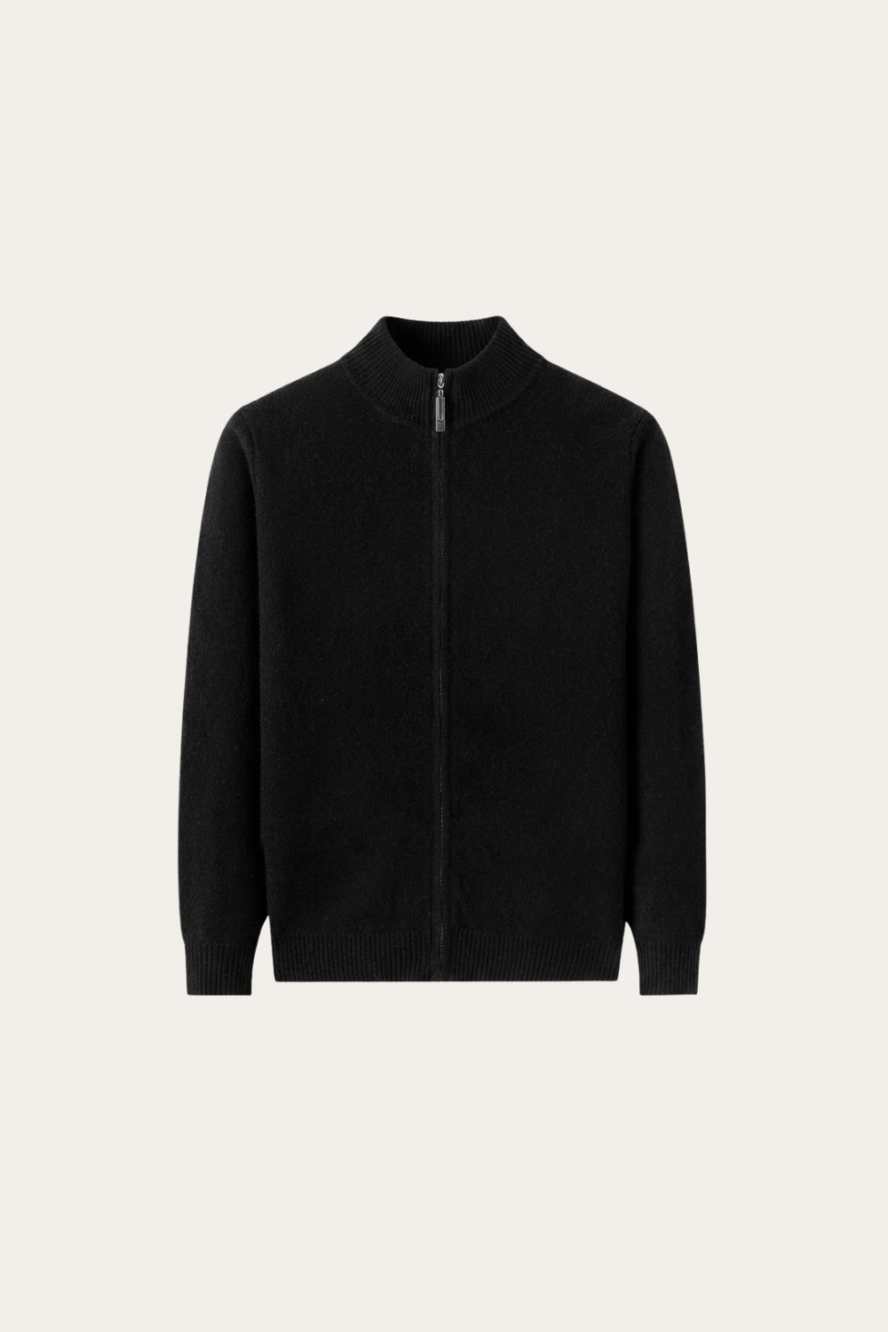 Merino Wol Zip-up Zwart