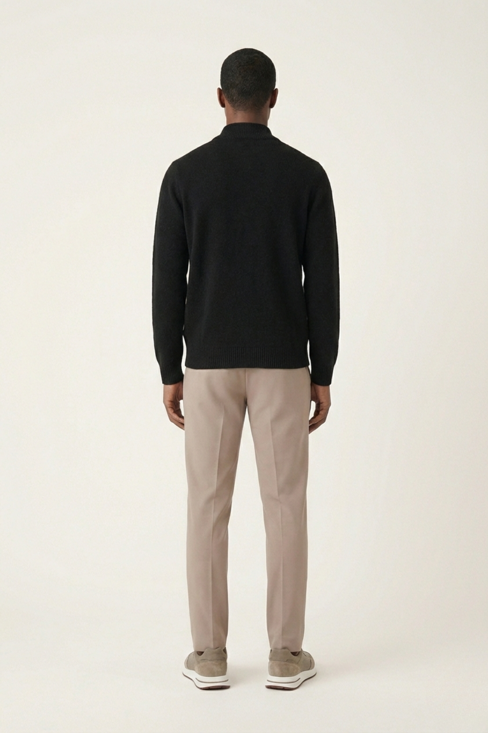 Merino Wol Zip-up Zwart