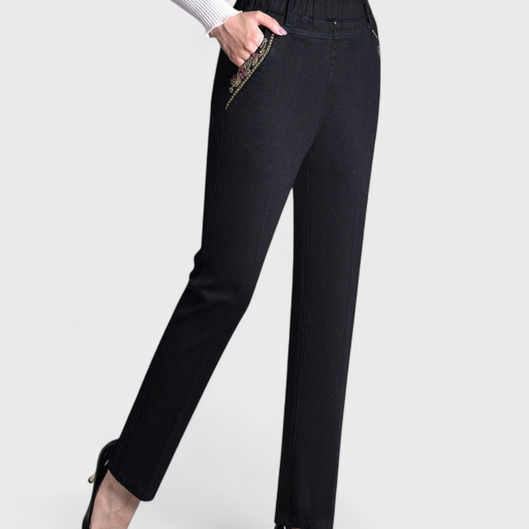 Maira - Women's jeans with side pockets and elastic waist